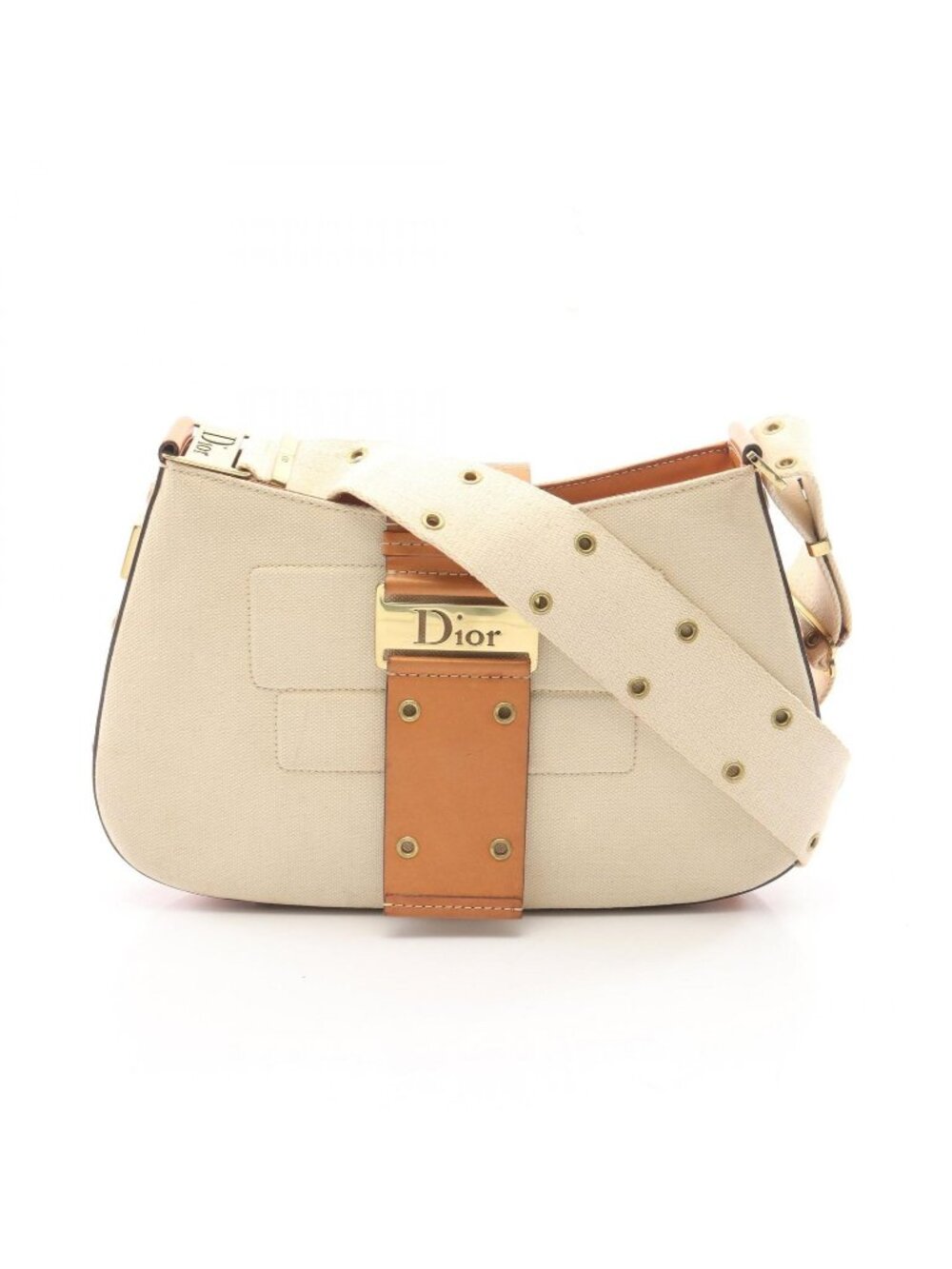 Dior Shoulder Bag Street Chic Columbus Ivory Camel Canvas Leather